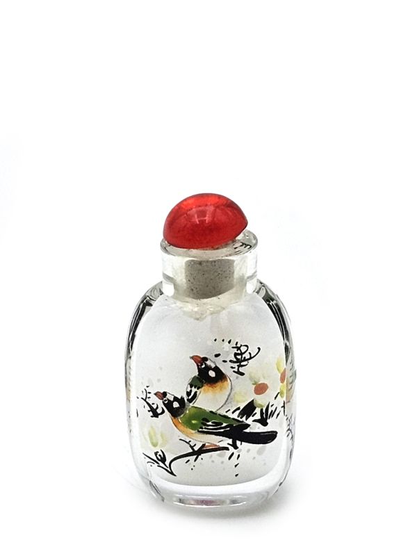 Very Small Glass Snuff Bottle - Chinese Arist - The birds 2