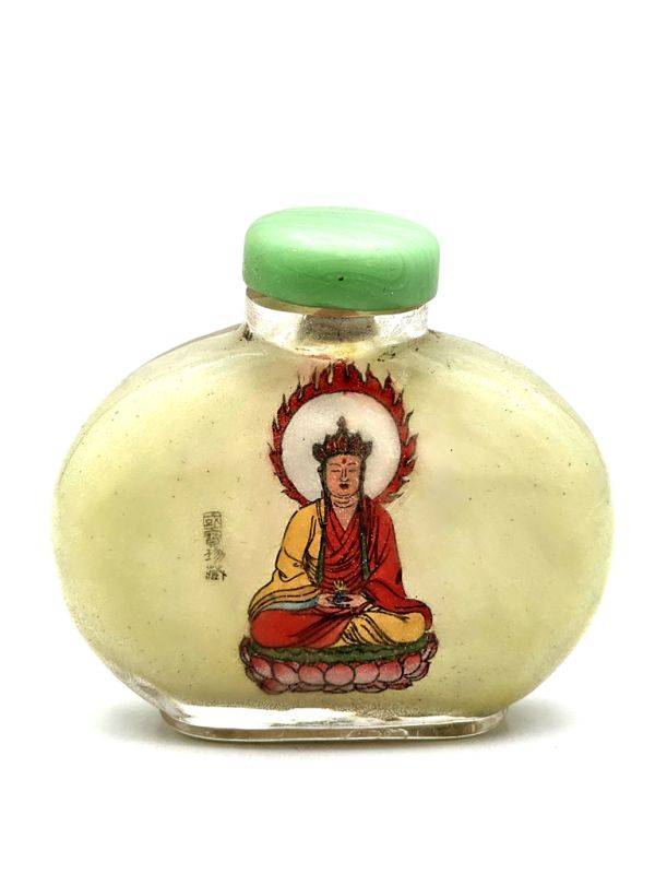 Vieja Tabaquera china en Vidrio - Bodhisattva 1