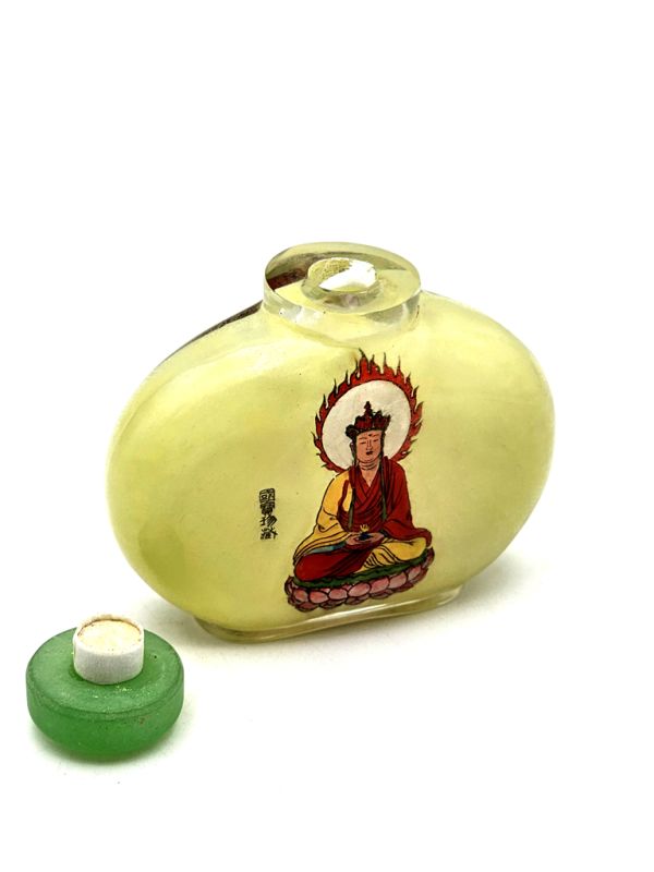 Vieja Tabaquera china en Vidrio - Bodhisattva 2