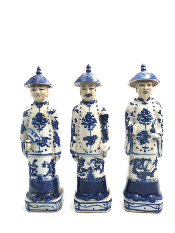 Viejo mandarín estatua blanco y azul 5