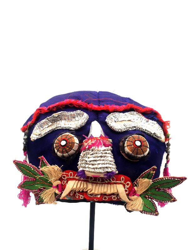 Viejo Sombrero de niño chino Cabeza de monstruo - Púrpura/Azul 1