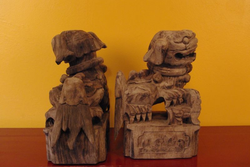 Wächterlöwe Chinesiche Holztiere Staturen aus Holz 3