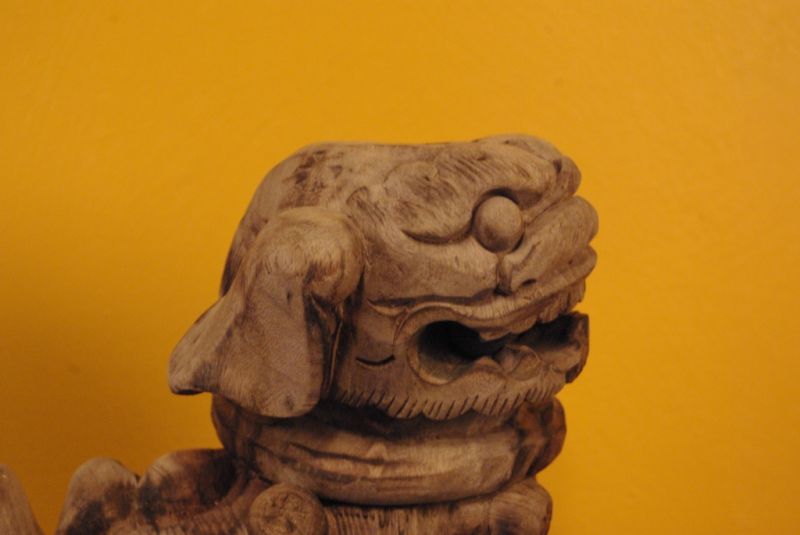 Wächterlöwe Chinesiche Holztiere Staturen aus Holz 4