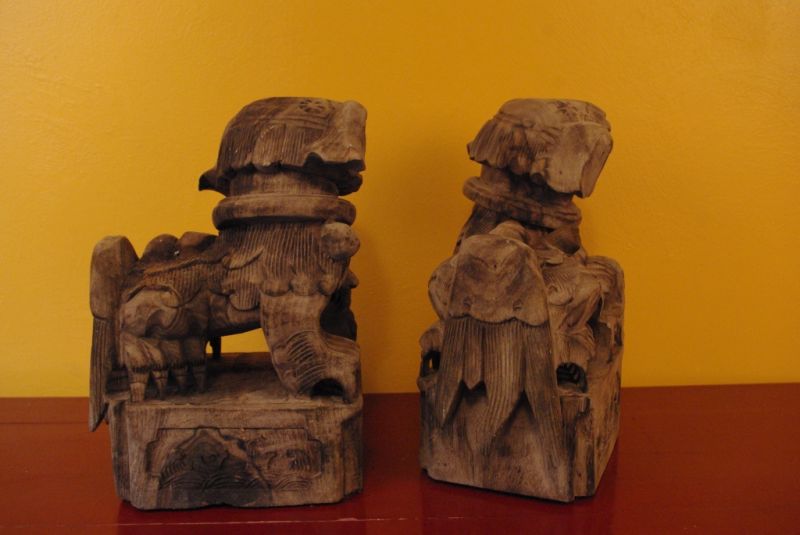 Wächterlöwe Chinesiche Holztiere Staturen aus Holz 5