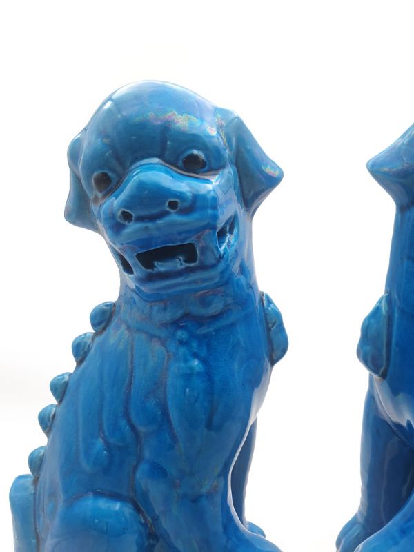 Wächterlöwe Porzelanstatur Blau 2