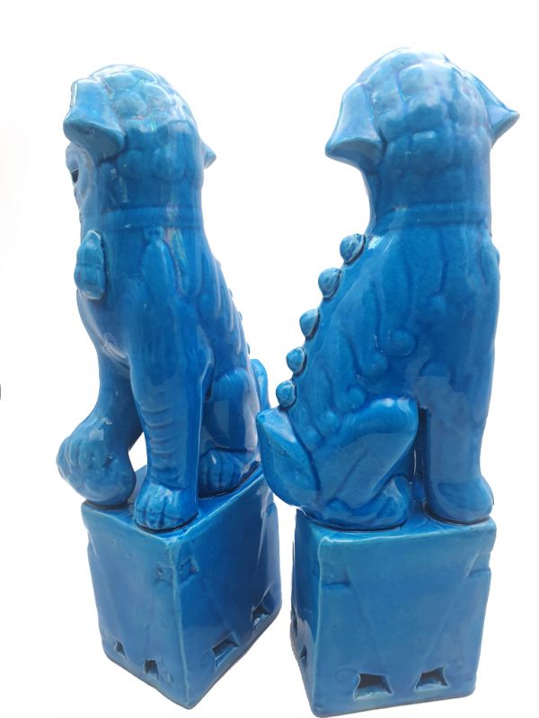 Wächterlöwe Porzelanstatur Blau 4