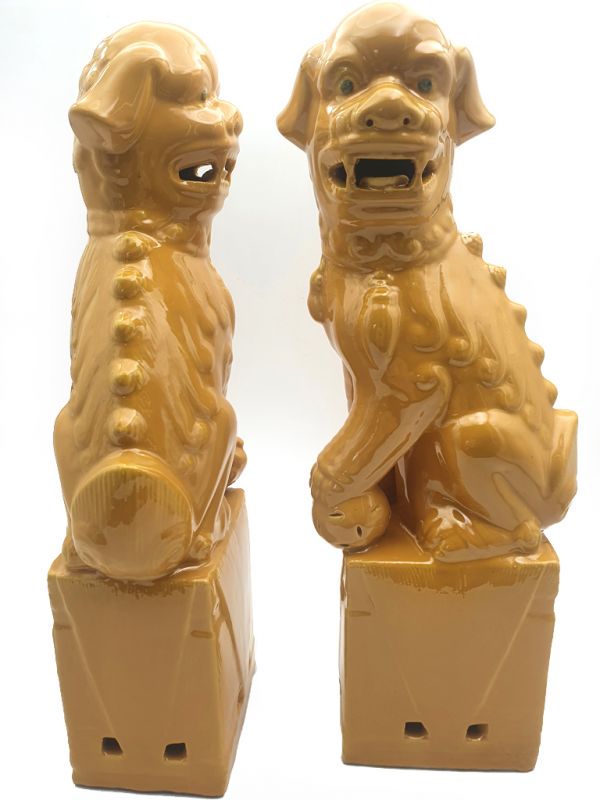 Wächterlöwe Porzelanstatur Kaiser Gelb 3