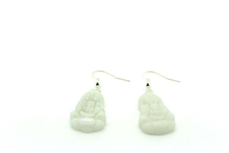 Weiss Jade Ohrringe Buddha 2