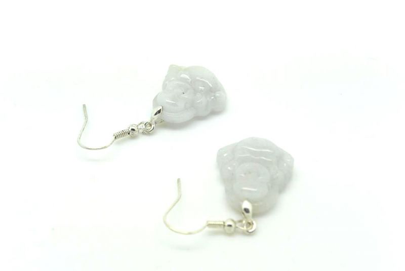 Weiss Jade Ohrringe Lachender Buddha 4