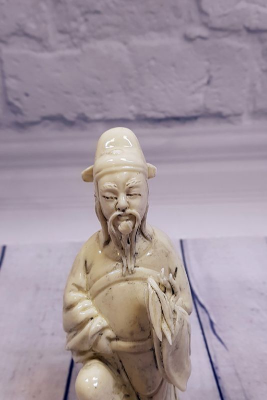 Weiße chinesische Statue - Porzellan Dehua - Der Mönch 4