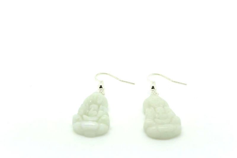 White Buddha Jade Earrings 2