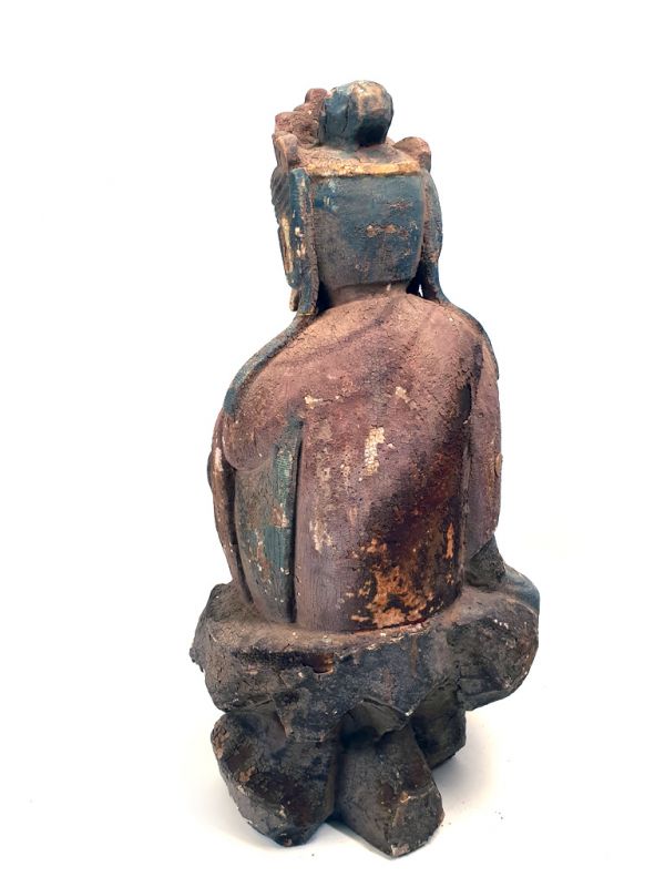 Wooden Chinese Goddess Guan-yin Polychrome 5