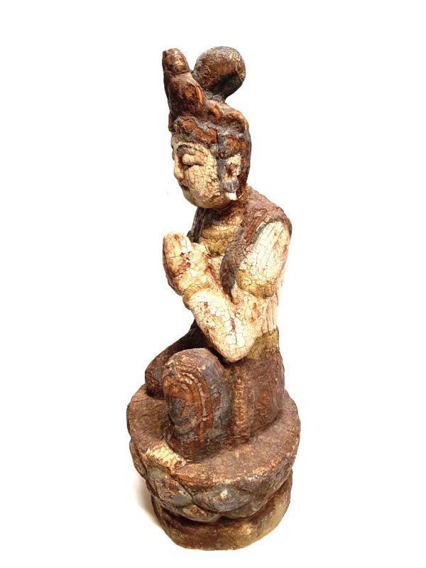 Wooden Small Statue - Bodhisattva praying 5