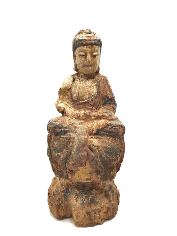 Wooden Small Statue - Buddha in lotus position 1