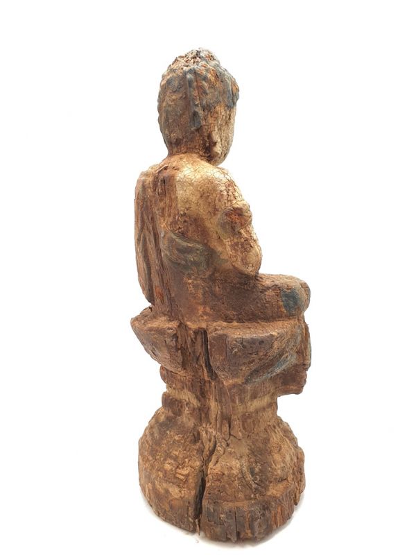 Wooden Small Statue - Buddha in lotus position 4