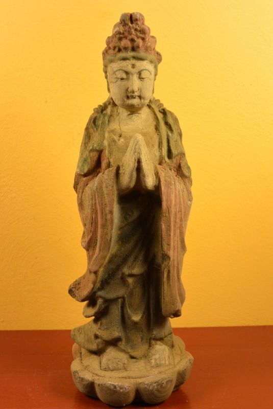 Wooden Small Statue Goddess Guanyin standing 1
