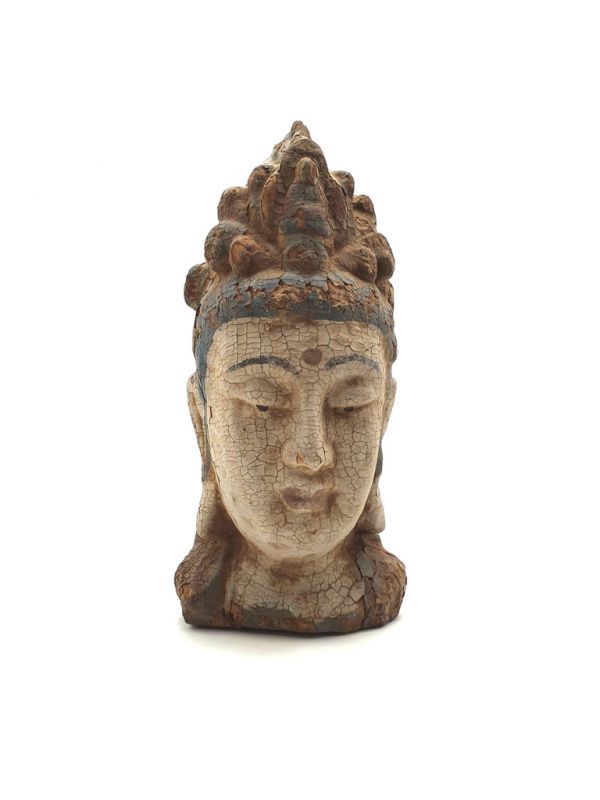 Wooden Small Statue - Head of a Guanyin goddess 27cm 2